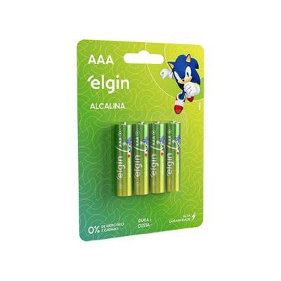 Pilha Alcalina Aaa Palito Elgin com 4 Unidades para Controles Brinquedos Lanternas