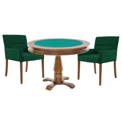 Mesa de Jogos Victoria 2 Lugares Tampo Reversível Amêndoa 110cm Gran Belo