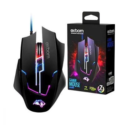 Mouse Gamer com Fio Exbom MS-G270 LED RGB 7 Botões Base de Metal 3200DPI