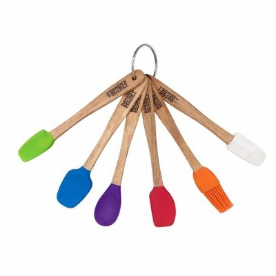 Kit Mini Espátulas e Pincel Culinário BS40662 Silicone e Madeira para Cozinha Baker