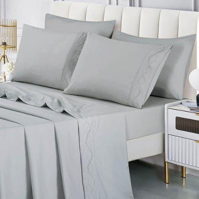 Jogo de Cama Luminia Queen 4 Peças Micropercal 300 Fios Floral Cinza Clara Luz Decora