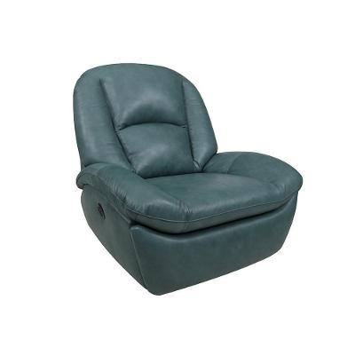 Poltrona Reclinável Carrie Manual Giratória Couro Azul Turquesa Manchado Gran Belo