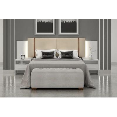 Cabeceira Box Bellagio Casal e Queen com 2 Criados com Led Neve Móveis Novo Horizonte