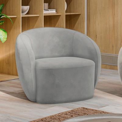 Poltrona Íbis G33 Decorativa para Sala de Estar em Veludo Cinza Gran Belo