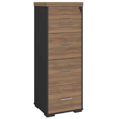 Armário Arquivo Atria Executiva A02 4 Gavetas MDP 47cm Nogal Preto Lyam Decor