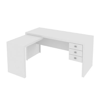 Mesa para Escritório de Canto ME4106 3 Gavetas MDP Branco Gran Belo