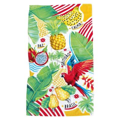 Toalha de Praia Velour Aveludada Algodão 76cm X 152cm Verde Döhler