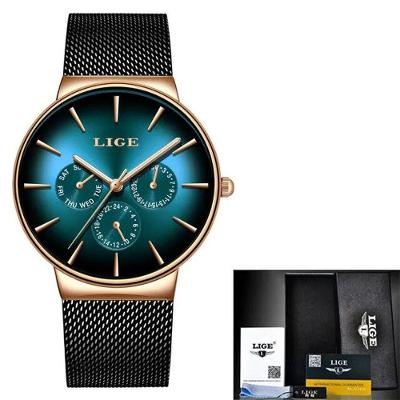Relógio de Pulso Masculino Luxo de Quartzo Malha de Aço Analógico Verde Elashopp