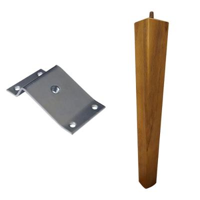 Pé para Móvel Pé Palito Madeira Quadrado 30cm com Chapinha Aço Mel Gran Belo