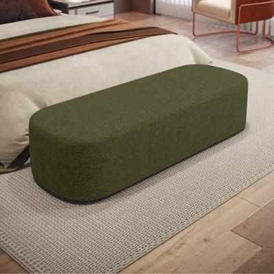 Puff Decorativo Doha W01 Retangular Assento Espuma Linho Verde Lyam Decor