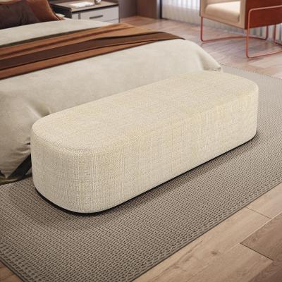Puff Decorativo Doha W01 Retangular Assento Espuma Linho Palha Lyam Decor