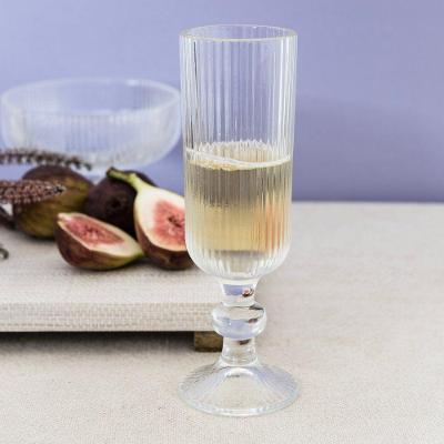 Jogo 6 Taças de Champagne Versalhes Gold Vidro Cristal Ecológico 170ml Transparente Lehaví