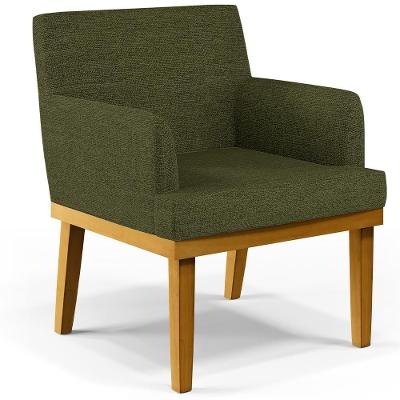 Poltrona Decorativa Beatriz W01 para Sala de Estar em Linho Verde Lyam Decor
