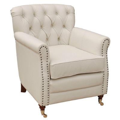 Poltrona Níger G58 Sala de Estar Couro Off White com Espuma D-26 Gran Belo