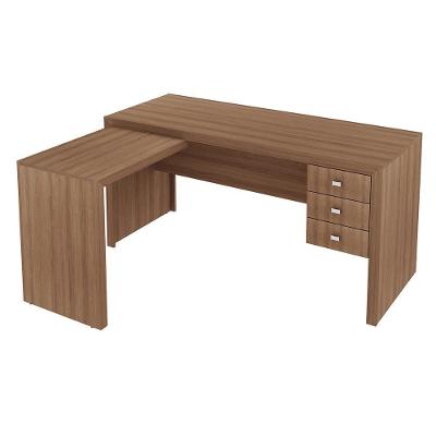 Mesa para Escritório de Canto ME4106 3 Gavetas 154,8cm Amêndoa Gran Belo