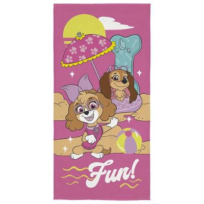 Toalha Infantil Aveludada Patrulha Canina Rosa 55% Algodão 45% Poliéster 280g-m2 Lepper