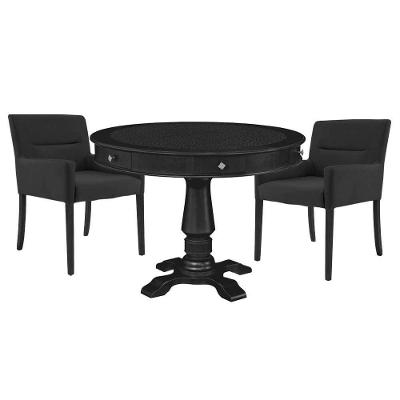 Mesa de Jogos Victoria com 2 Cadeiras Vicenza Tampo Reversível Preto Fosco Gran Belo