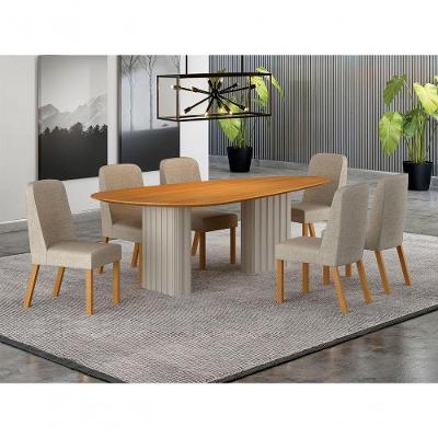 Conjunto de Jantar Iza 6 Lugares Tampo MDF com Cadeiras Terracota Mesa 1,80x0,90 Arbo