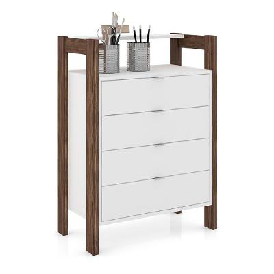 Gaveteiro Armário para Escritório AZ1012 4 Gavetas MDP Branco Nogal Gran Belo