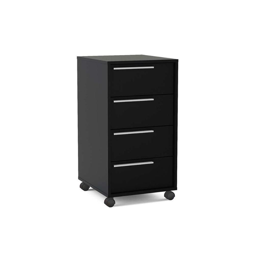 Multiuso Escritório Maia c/ 4 Gavetas e Rodízios Preto - Politorno - 1