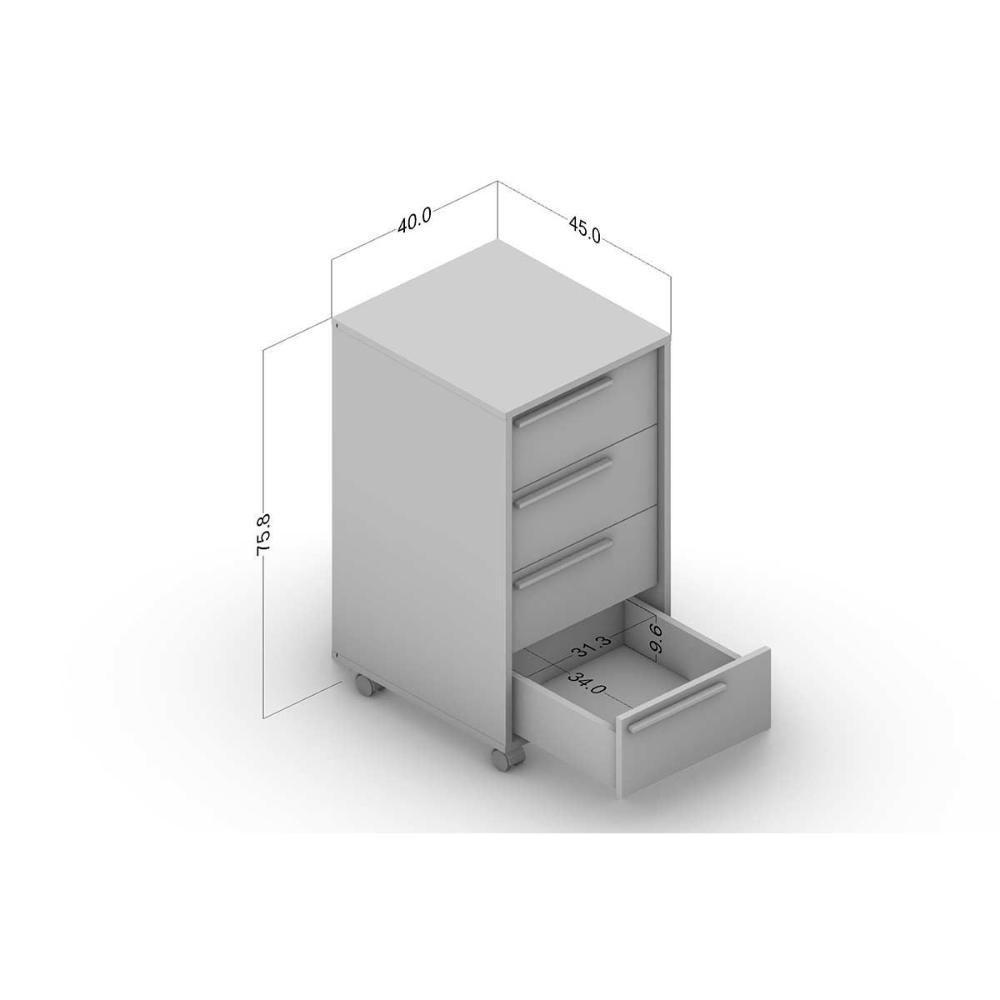 Multiuso Escritório Maia c/ 4 Gavetas e Rodízios Preto - Politorno - 2