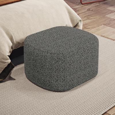 Puff Decorativo Orgânico Doha W01 Retangular Espuma Linho Mescla Chumbo Lyam Decor
