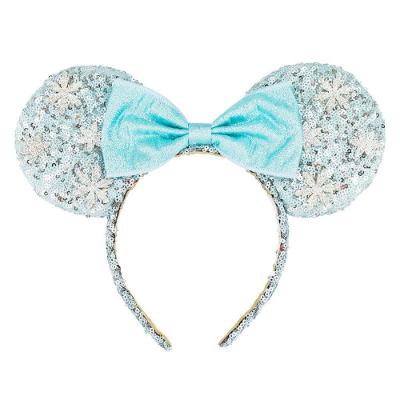 Tiara Infantil Orelhas Minnie Mouse com Laço Azul em Poliéster e Plástico 20cm Disney