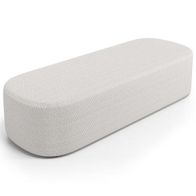 Puff Decorativo Doha W01 Retangular Espuma Bouclê Cru para Sala e Quarto Lyam Decor
