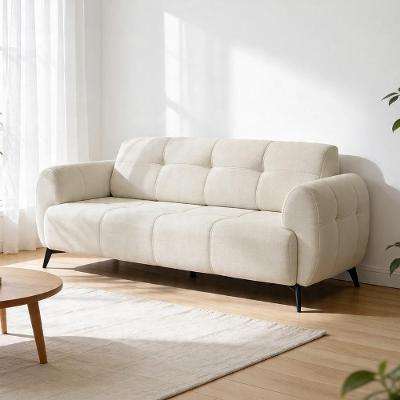 Poltrona Namoradeira Arav K01 2 Lugares em Linho com Assento Macio Bege Lyam Decor