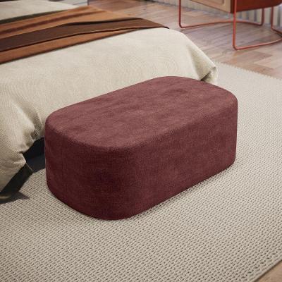 Puff Decorativo Orgânico Doha W01 Retangular Linho Bordô para Living e Quarto Lyam Decor