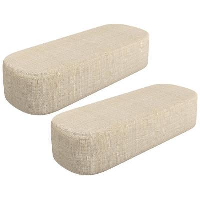 Kit 2 Puffs Decorativo Orgânico Doha W01 Retangular Linho Palha Lyam Decor