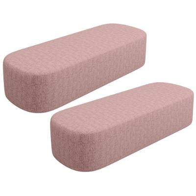 Kit 2 Puffs Decorativo Orgânico Doha W01 Retangular Linho Rosa Lyam Decor