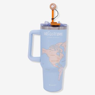 Copo Térmico Tumbler Viagem 1,2L em Aço Inoxidável e Plástico com Canudo e Alça Zonacriativa