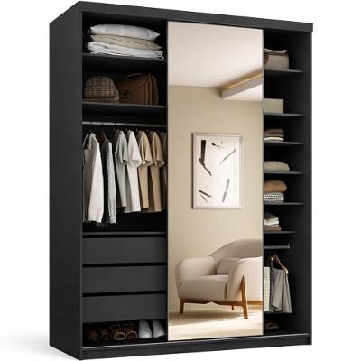 Closet Solteiro Sonni R02 3 Gavetas Mdf 139cm Preto Lyam Decor