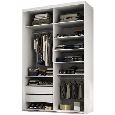 Closet Solteiro Tunísia R02 2 Gavetas 7 Prateleiras MDF 139cm Branco Lyam Decor