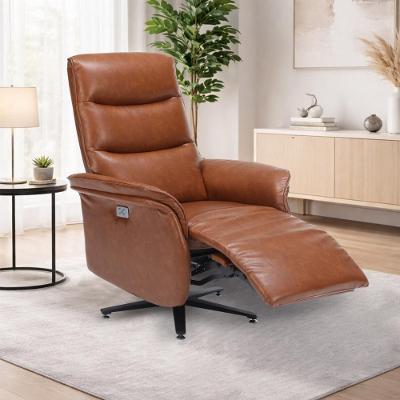 Poltrona Reclinável Elétrica Alabama Bimotor com Massagem Aquecimento Pu Caramelo Gran Belo