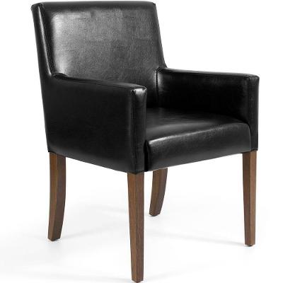 Poltrona Liverpool G15 para Sala de Estar em Couro Sintético Pés Palito Preto Gran Belo