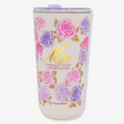 Copo Sky Mãe Encanto 0,5L em Aço Inoxidável e Plástico com Tampa Hermética Zonacriativa