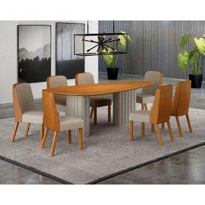 Conjunto de Jantar Iza 8 Lugares Tampo em MDF com Cadeiras Estofadas Terracota Arbo