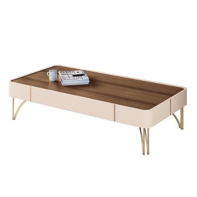 Mesa de Centro Rennes G26 Retangular Mdf Mdp Pés de Aço 132cm Off White Castanho Gran Belo