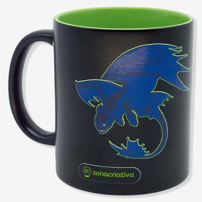 Caneca Mágica Fúria da Noite Como Treinar o Seu Dragão 350ML Porcelana Estampa Que Muda com Calor