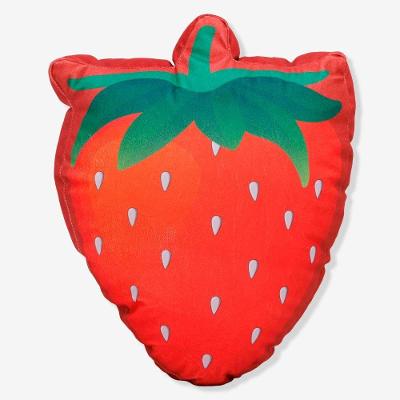 Almofada Decorativa Formato Frutas Morango Toque Macio Vermelho Zonacriativa