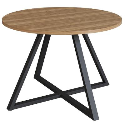 Mesa de Jantar Idea A03 4 Lugares Redonda 110cm Nogal Sevilha Preto Lyam Decor