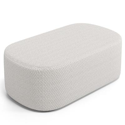 Puff Decorativo Doha W01 Retangular Espuma Bouclê Cru para Sala e Quarto Lyam Decor