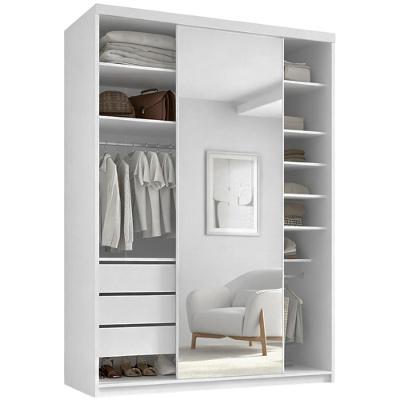 Closet Solteiro Sonni R02 3 Gavetas 8 Prateleiras MDF 139cm Branco Lyam Decor
