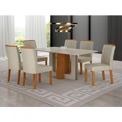 Conjunto de Jantar Izabelle 6 Lugares Tampo de Vidro Mesa 180x90cm Arbo