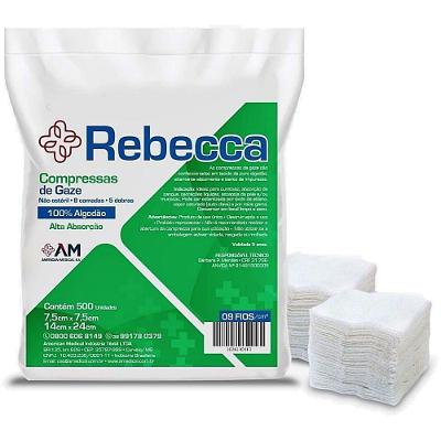 Compressa de Gaze Hidrófila American Medical Rebecca 9 Fios 7,5x7,5cm Pacote com 500 Unidades
