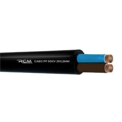 Fio Cabo PP 500V 2x0,5mm Flexível para Instalações Elétricas com Isolamento em PVC RCM Cabos