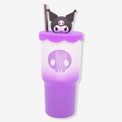 Copo Térmico Copo Topper Kuromi 0,6L Aço Inoxidável Parede Dupla com Tampa Hello Kitty