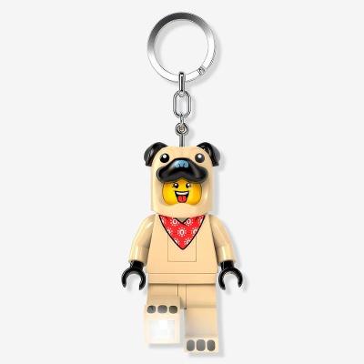 Chaveiro com Lanterna Led Pug Guy Zonacriativa em Plástico Abs e Metal 9cm Marrom